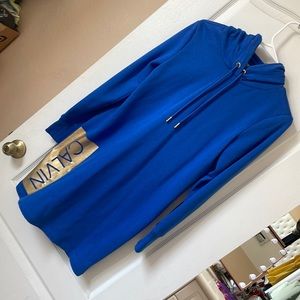 Blue sweater dress. Calvin Klein.